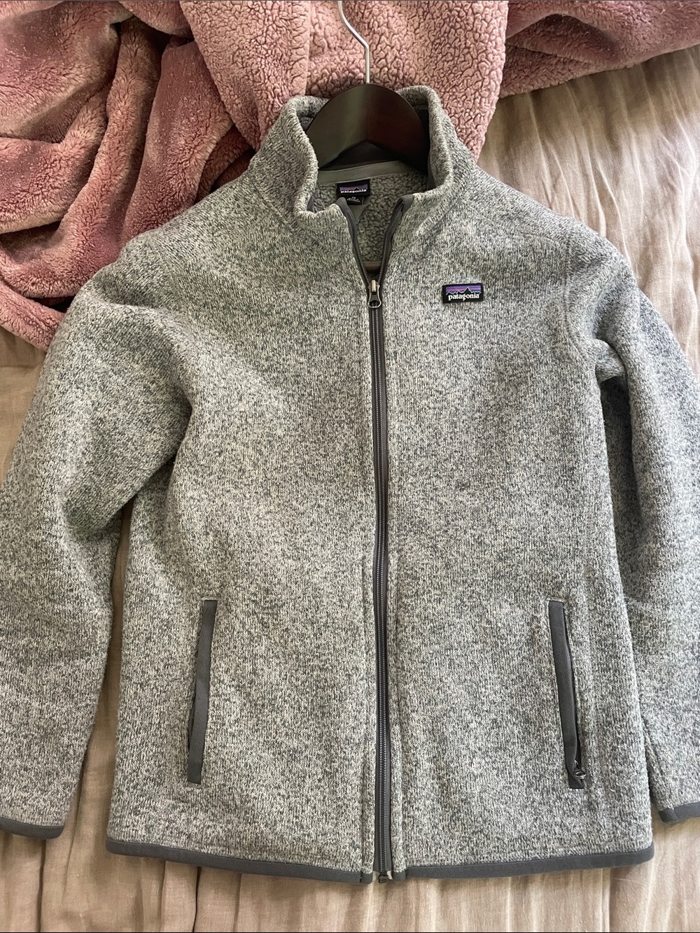 Patagonia Gray Heather Full-Zip Teddy Jacket